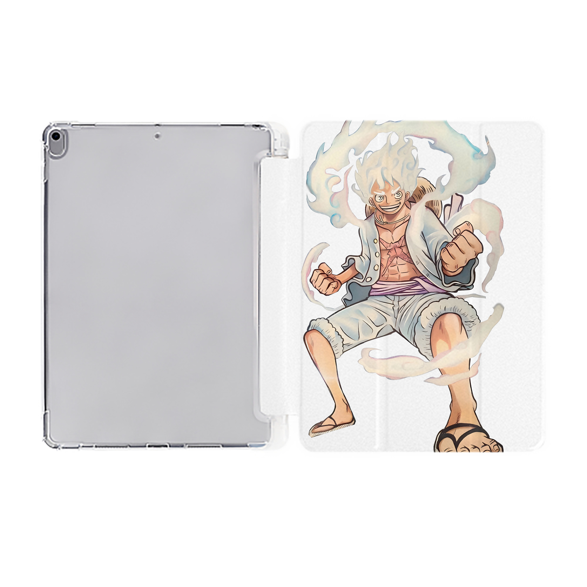 （画像用） ワンピース モンキー・D・ルフィ ONE PIECE Monkey D. Luffy IPad ケース ペン収納付き 三つ折りスタンド PUレザー×シリコン 対応機種9.5/10.5/10.9インチ